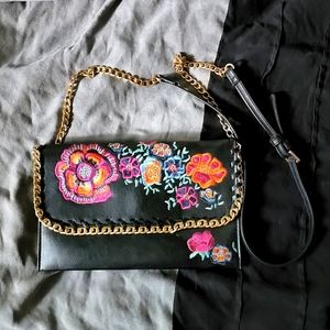 Beautiful leather crossbody with flowers